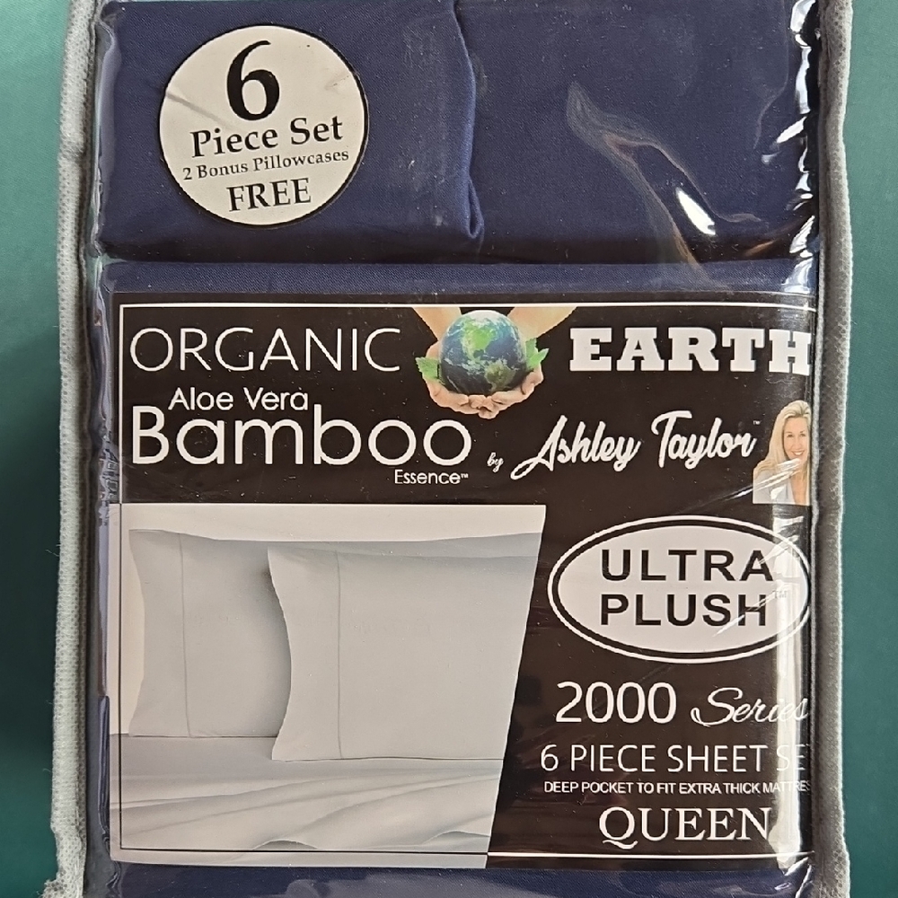 Ashley Taylor Organic Bamboo Sheet Set in Navy Blue